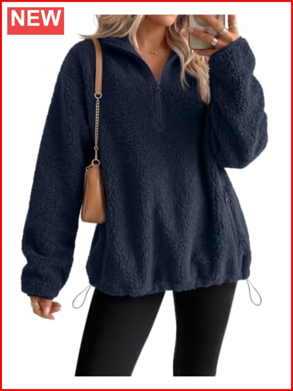 Oversized Sherpa Fleece Pullover Quarter Zip Women's